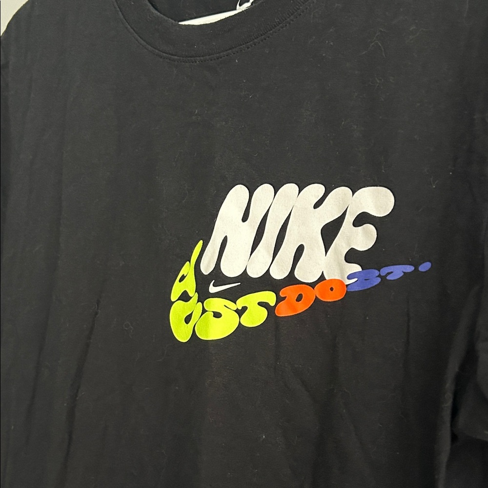 Nike Black Tee with Multicolor Just Do It Logo - Picture 2 of 4